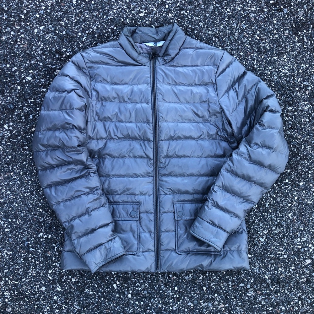 BMW Lightweight Quilted Down Puffer Jacket Womens Size Medium Silver